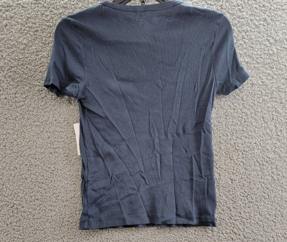 Velvet By Graham & Spencer Ribbed Crewneck Pullover Top Women's M Crater Blue +