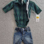 Carter's Dress Me Up Set Baby Boys NB Plaid Button Closure Long Sleeves 3 Piece~