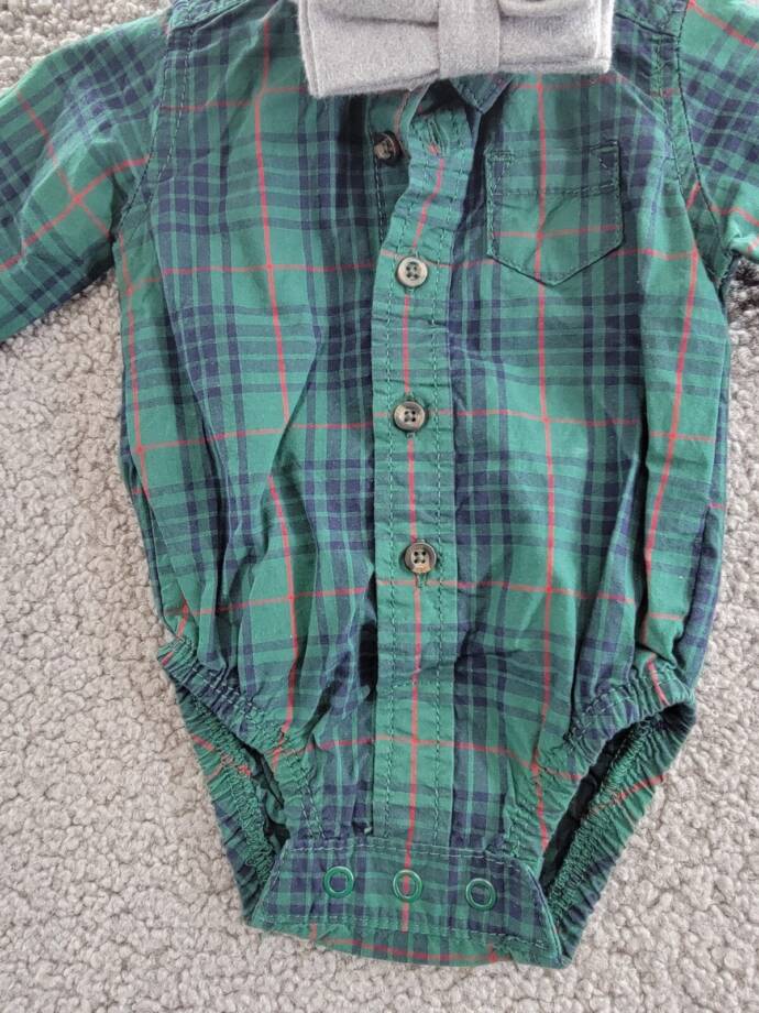 Carter's Dress Me Up Set Baby Boys NB Plaid Button Closure Long Sleeves 3 Piece~