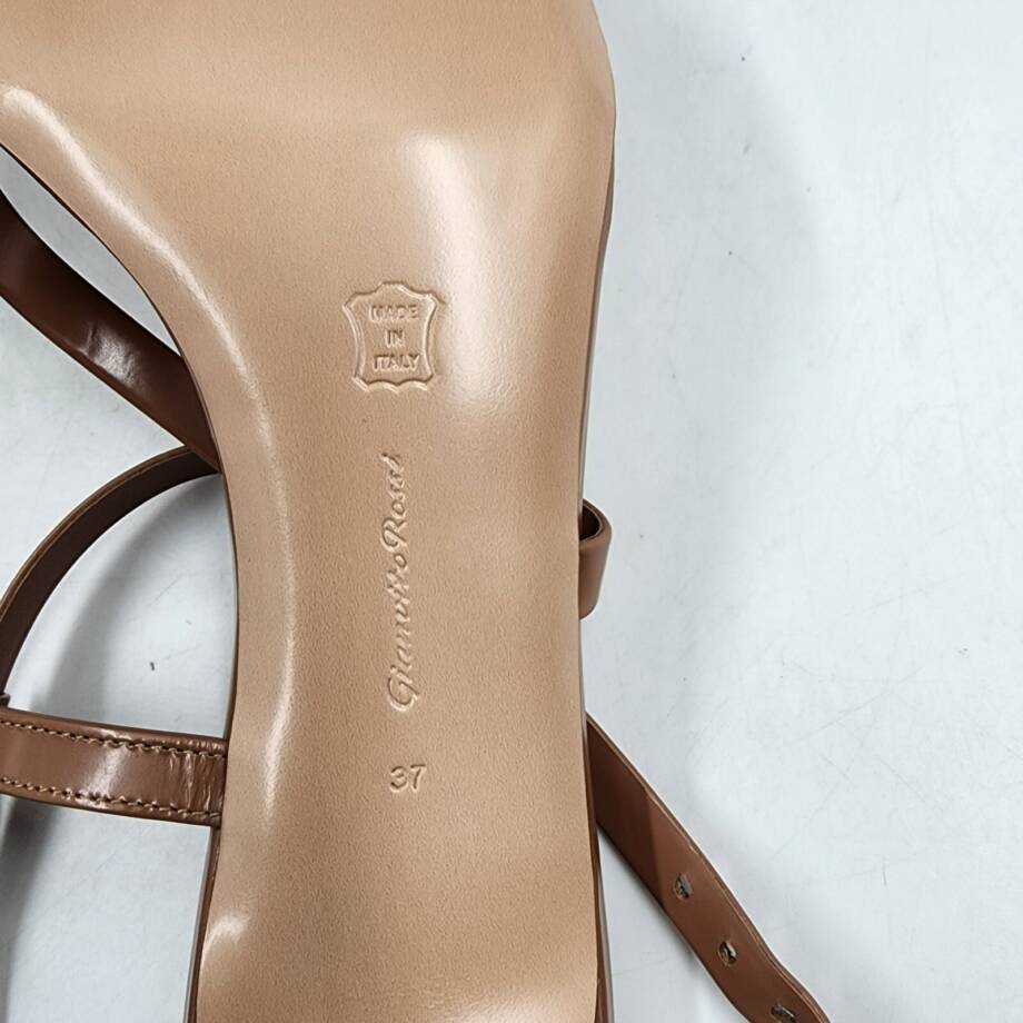 Gianvito Rossi Lindsay High Heel Sandals Womens 37/7US Brown Ankle Strap Closure