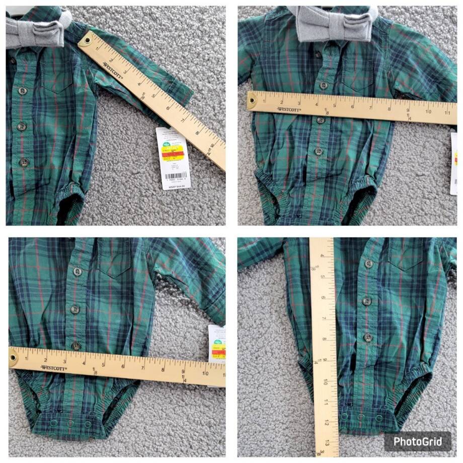 Carter's Dress Me Up Set Baby Boys NB Plaid Button Closure Long Sleeves 3 Piece~