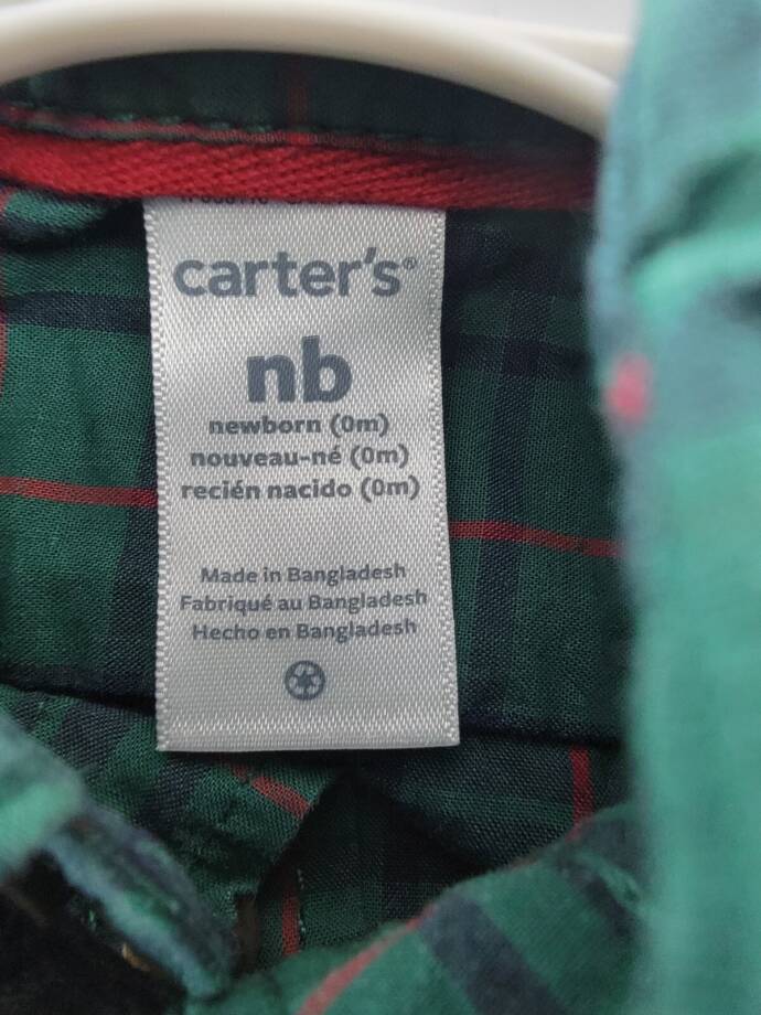 Carter's Dress Me Up Set Baby Boys NB Plaid Button Closure Long Sleeves 3 Piece~