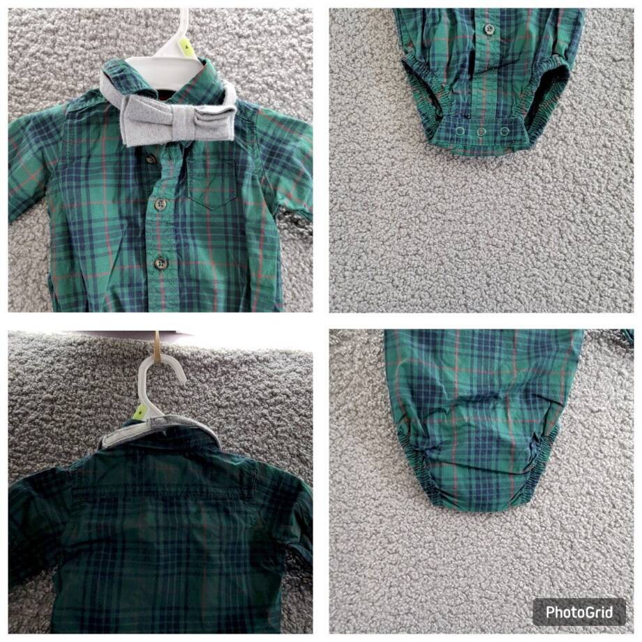 Carter's Dress Me Up Set Baby Boys NB Plaid Button Closure Long Sleeves 3 Piece~
