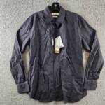 Calvin Klein Slim-Fit Chambray LongSleeve Button-Front Shirt Mens XS Forged Iron