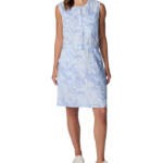 Columbia Holly Hideaway Breezy Dress Women's S Whisper Peonies Button Closure
