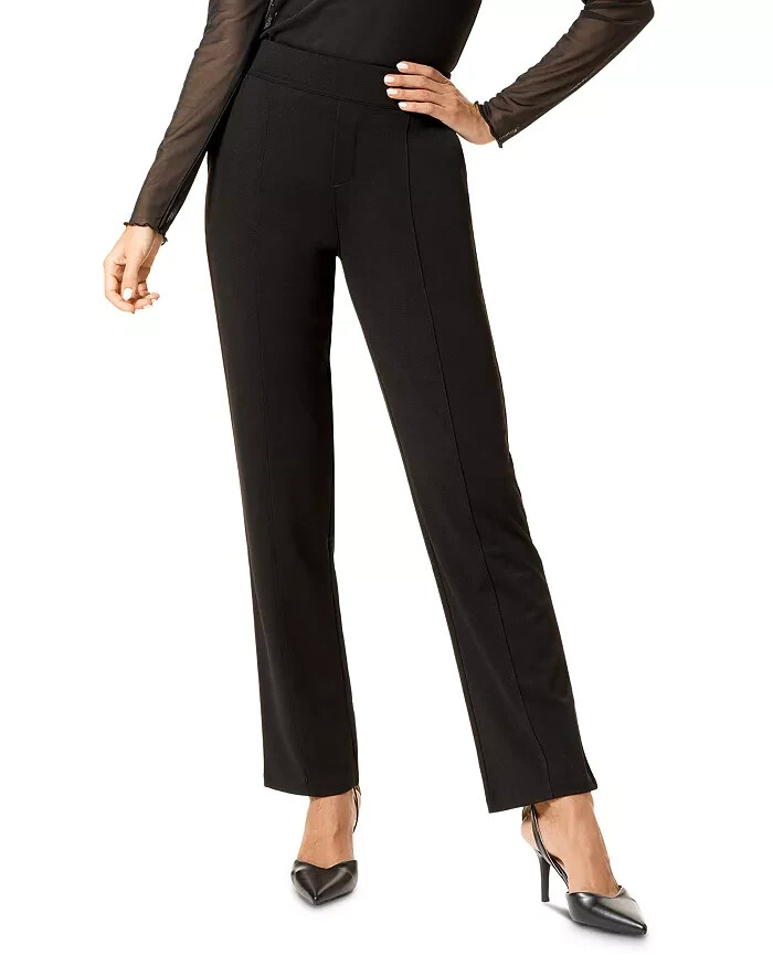 HUE Ponte Pull On Pants Women's S Black Solid Banded Waist Pockets Elastic Waist