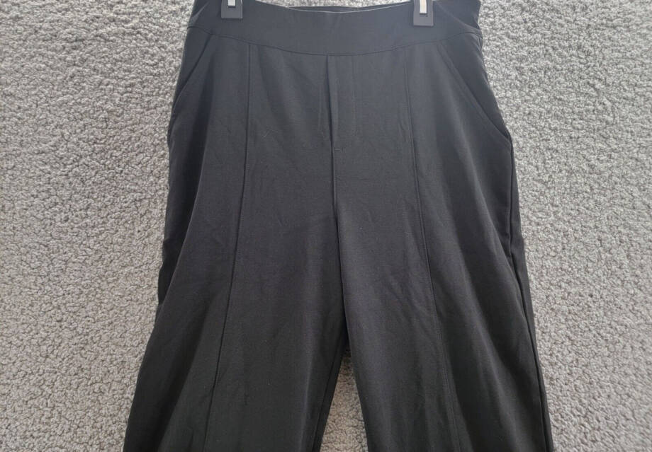HUE Ponte Pull On Pants Women's S Black Solid Banded Waist Pockets Elastic Waist