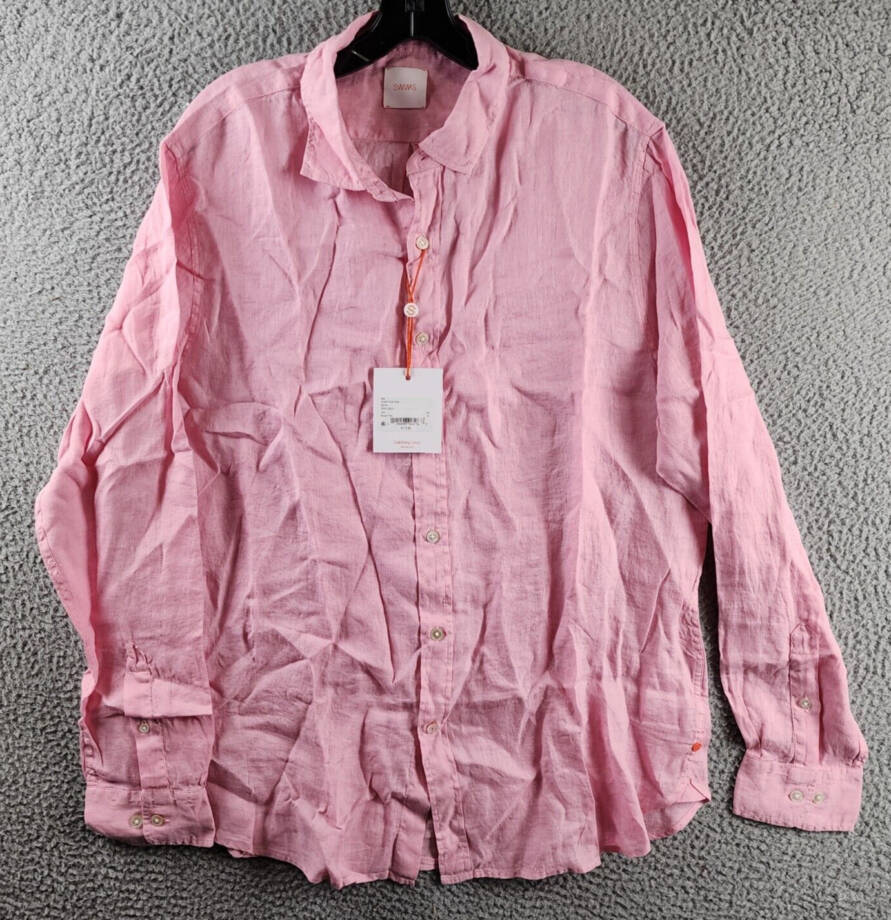 Swims Amalfi Linen Shirt Men's XL Blush Pink Point Collar Button Closure L/S
