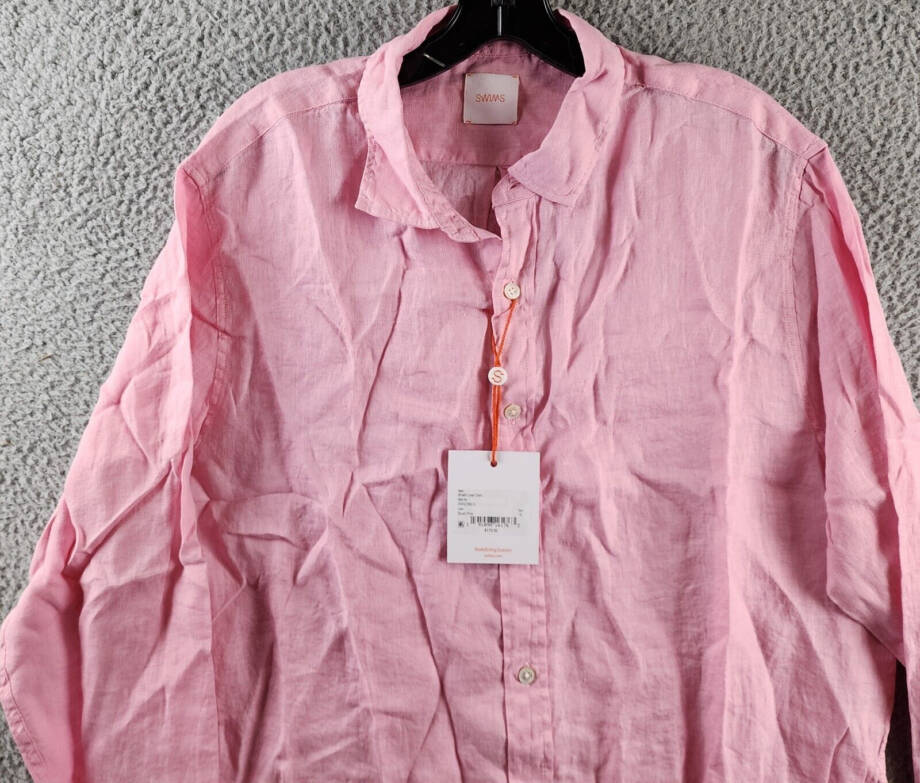 Swims Amalfi Linen Shirt Men's XL Blush Pink Point Collar Button Closure L/S
