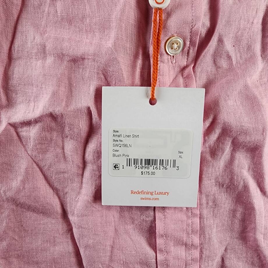 Swims Amalfi Linen Shirt Men's XL Blush Pink Point Collar Button Closure L/S