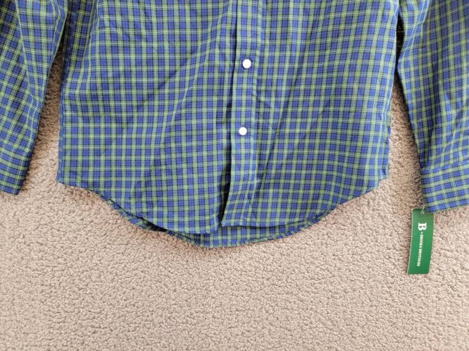 B by Brooks Brothers Classic Fit Long Sleeve Dress Shirt Big Boys 16 Navy/Green