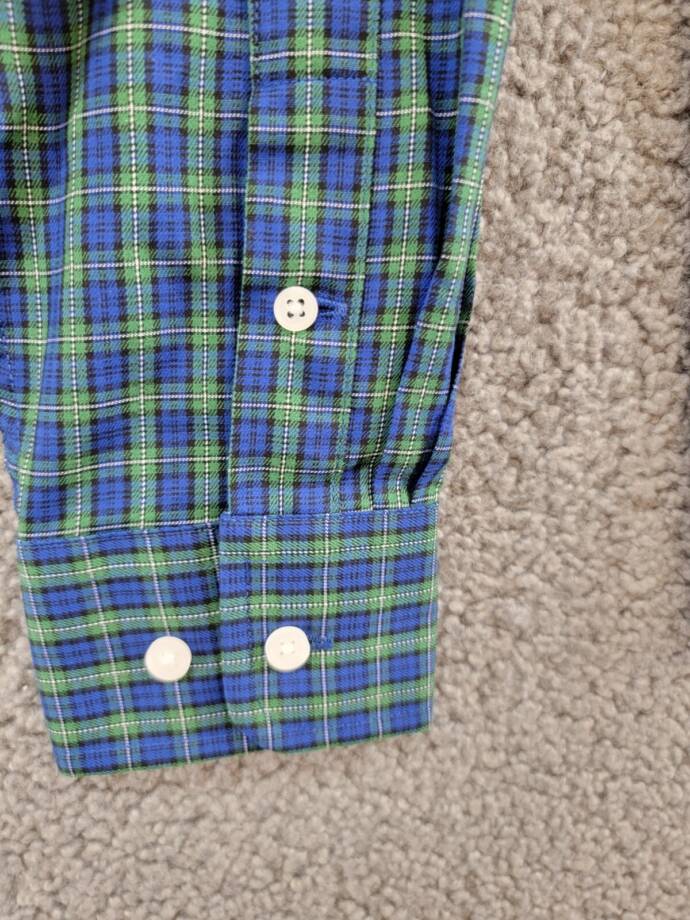 B by Brooks Brothers Classic Fit Long Sleeve Dress Shirt Big Boys 16 Navy/Green
