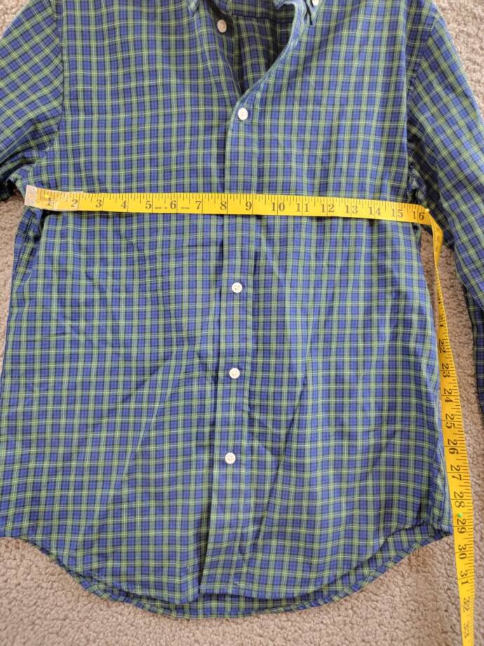 B by Brooks Brothers Classic Fit Long Sleeve Dress Shirt Big Boys 16 Navy/Green