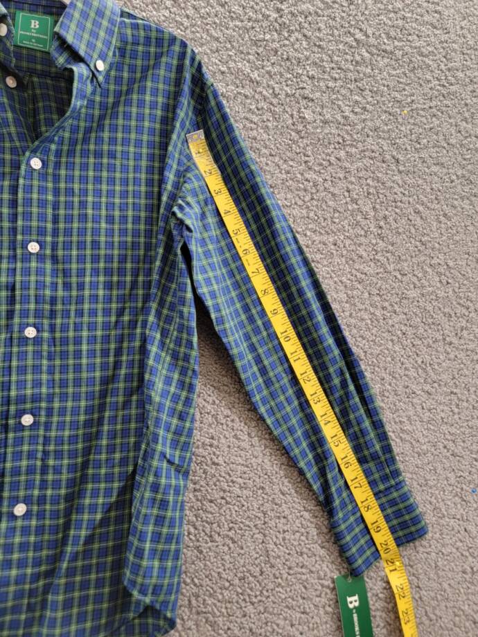 B by Brooks Brothers Classic Fit Long Sleeve Dress Shirt Big Boys 16 Navy/Green