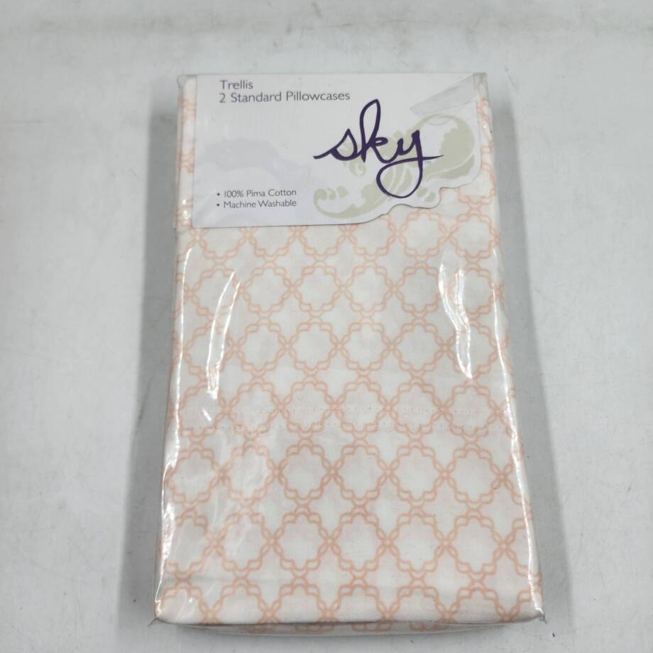 Sky Trellis Standard Pillowcases 20in x 28in Pastel Pink Geometric Design 2Pc