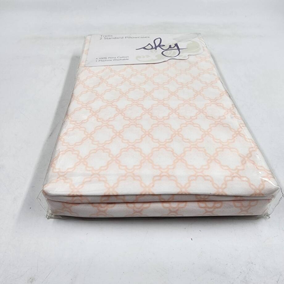 Sky Trellis Standard Pillowcases 20in x 28in Pastel Pink Geometric Design 2Pc