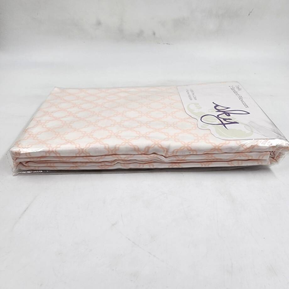 Sky Trellis Standard Pillowcases 20in x 28in Pastel Pink Geometric Design 2Pc