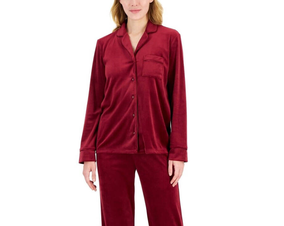 I.N.C. International Concepts Velour Notch Collar Packaged Pajama Women's XXL