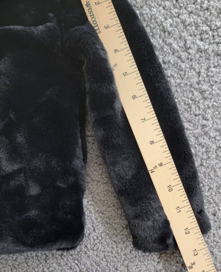 Epic Threads Faux Fur Jacket Toddler Girls 2T Deep Black Button Closure L/S~