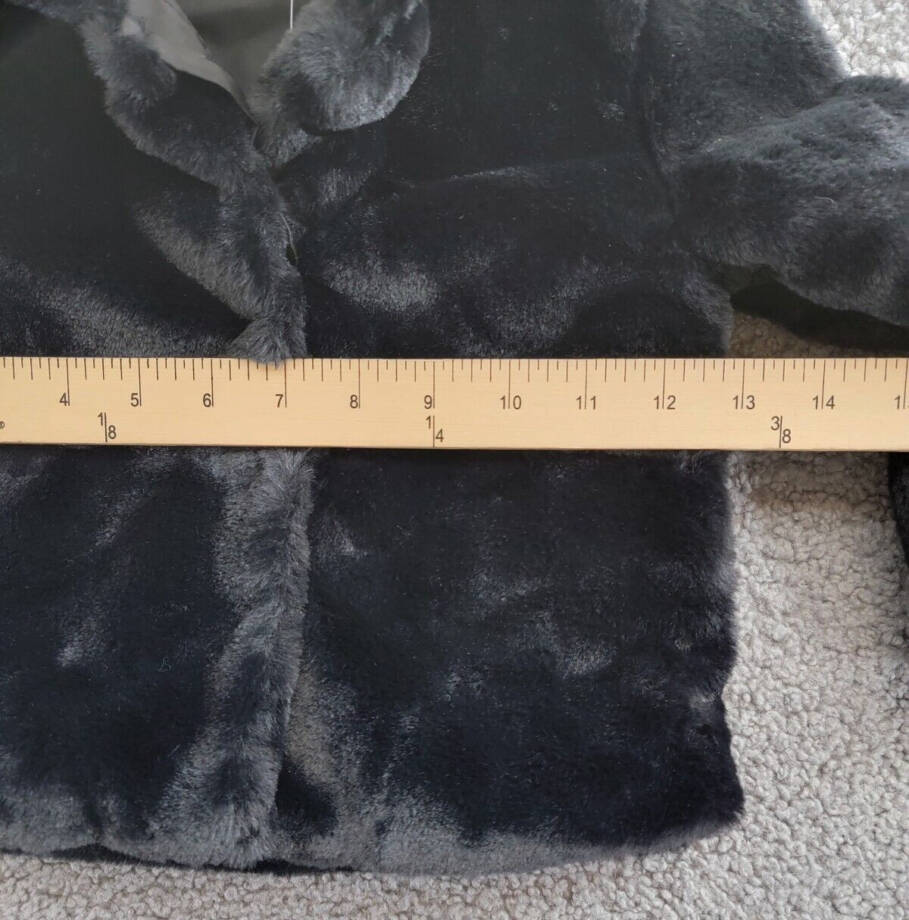 Epic Threads Faux Fur Jacket Toddler Girls 2T Deep Black Button Closure L/S~