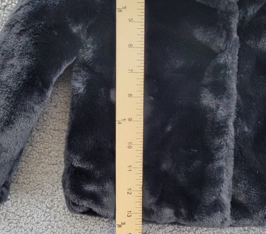 Epic Threads Faux Fur Jacket Toddler Girls 2T Deep Black Button Closure L/S~