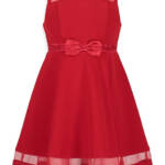 Calvin Klein Sleeveless Illusion Mesh Dress Girl's 10.5 Red Round Neck Back Zip