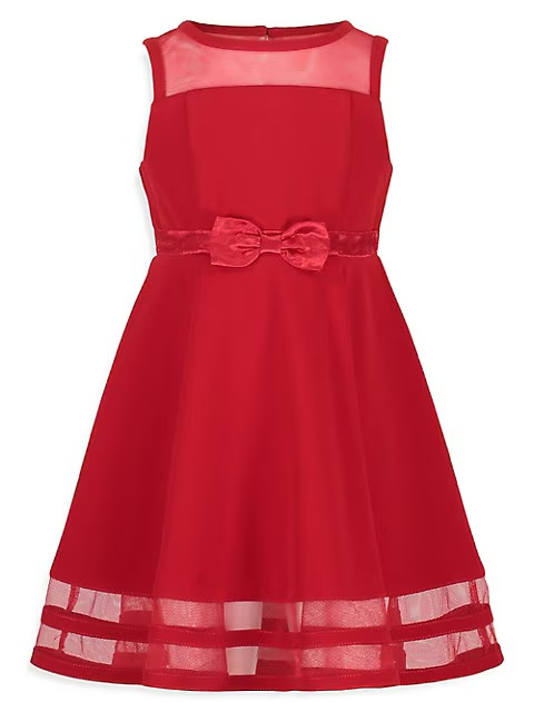 Calvin Klein Sleeveless Illusion Mesh Dress Girl's 10.5 Red Round Neck Back Zip