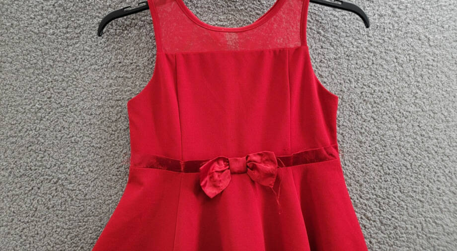 Calvin Klein Sleeveless Illusion Mesh Dress Girl's 10.5 Red Round Neck Back Zip