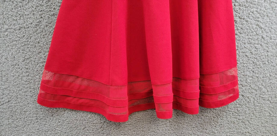Calvin Klein Sleeveless Illusion Mesh Dress Girl's 10.5 Red Round Neck Back Zip