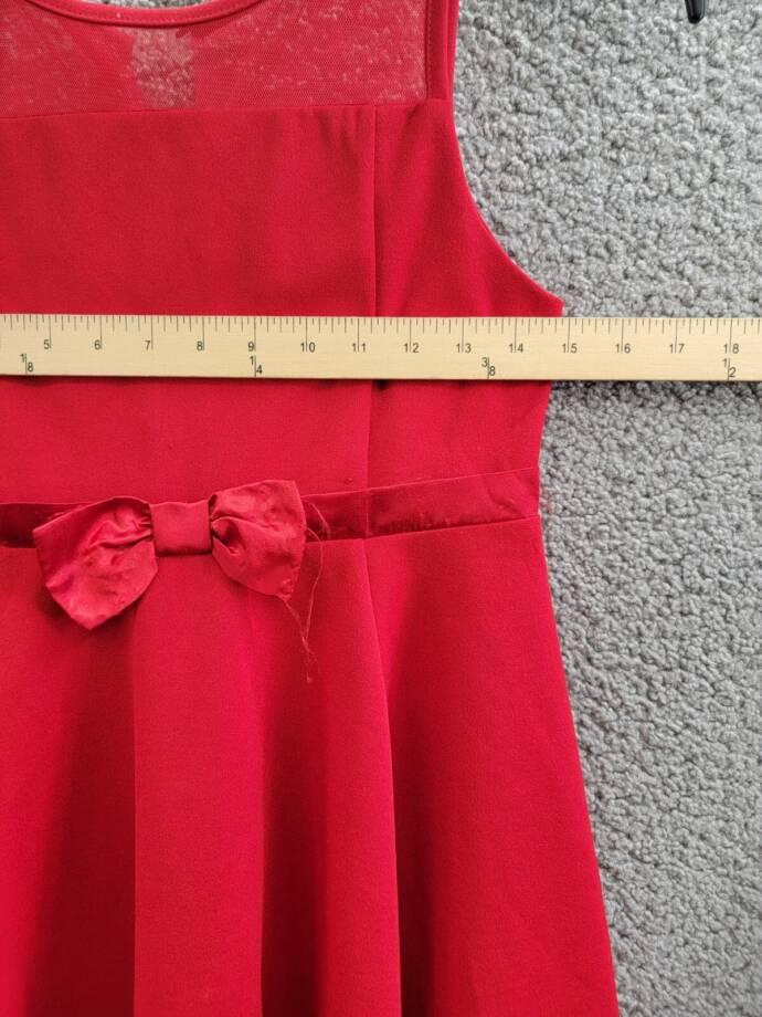 Calvin Klein Sleeveless Illusion Mesh Dress Girl's 10.5 Red Round Neck Back Zip