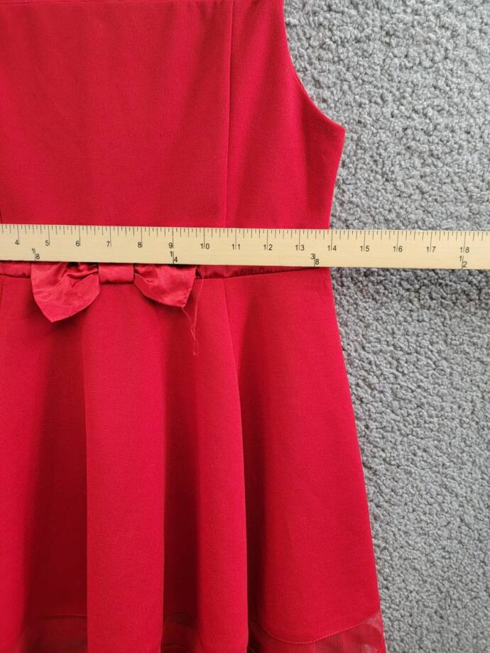 Calvin Klein Sleeveless Illusion Mesh Dress Girl's 10.5 Red Round Neck Back Zip