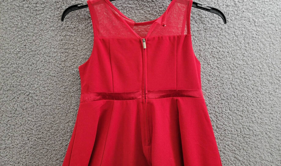 Calvin Klein Sleeveless Illusion Mesh Dress Girl's 10.5 Red Round Neck Back Zip