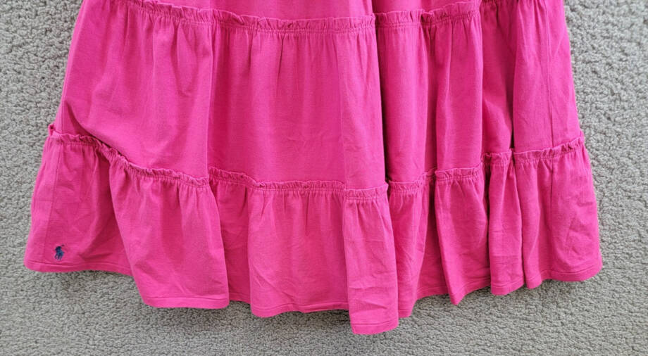 Polo Ralph Lauren Smocked Jersey Dress Big Girls XL (16) Pink Square Neck S/S