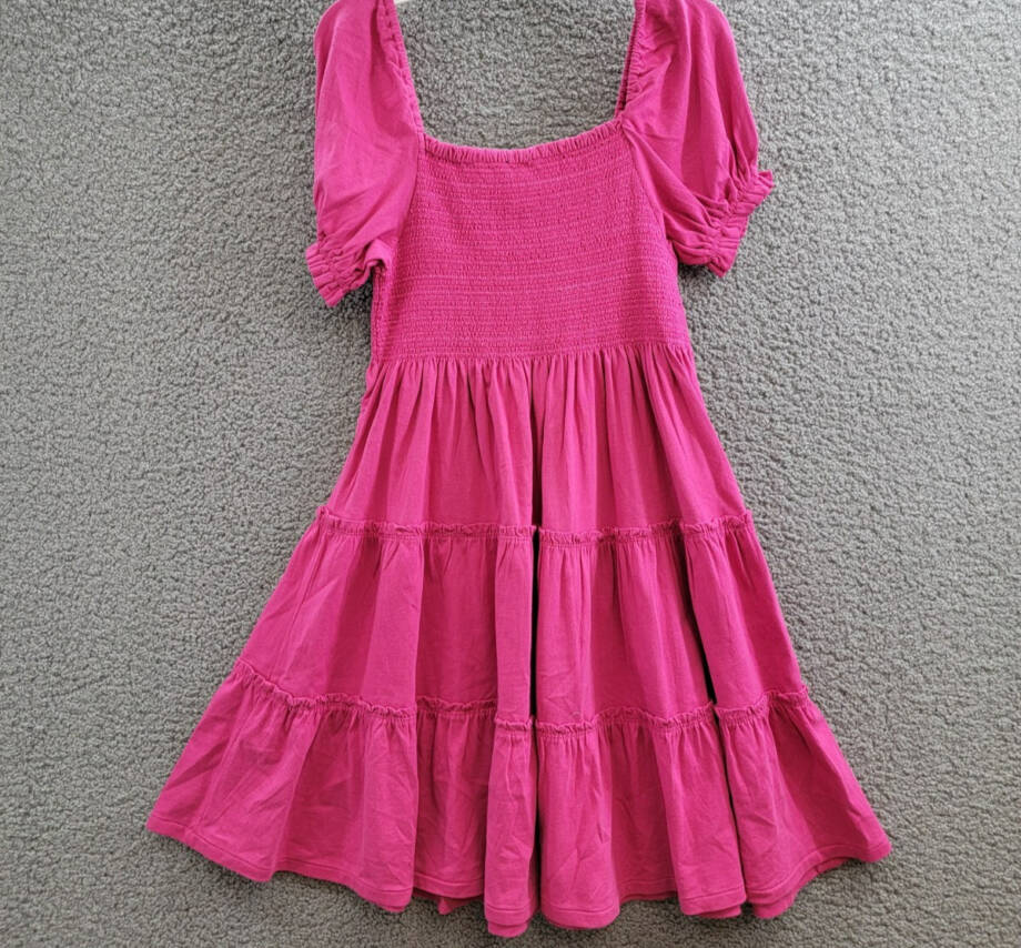 Polo Ralph Lauren Smocked Jersey Dress Big Girls XL (16) Pink Square Neck S/S