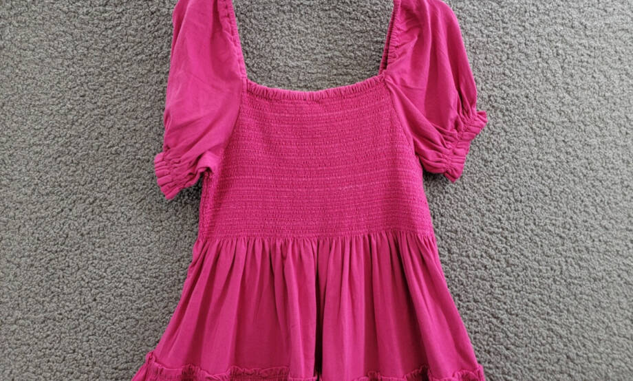 Polo Ralph Lauren Smocked Jersey Dress Big Girls XL (16) Pink Square Neck S/S