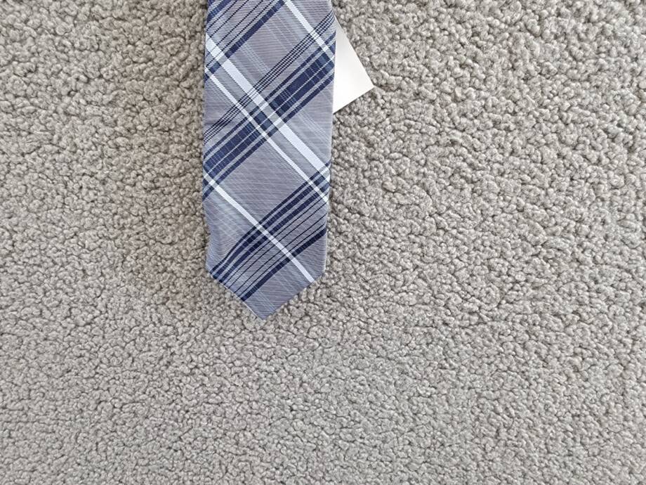 Calvin Klein Contrast Stripe Plaid Tie Men One Size Navy Classic Design Pointed