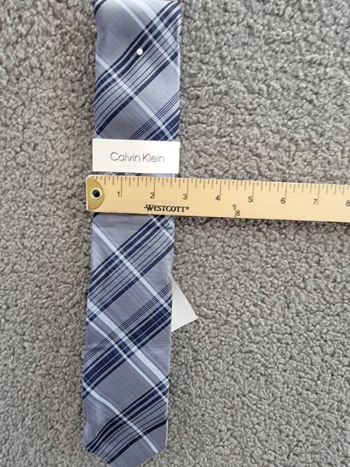 Calvin Klein Contrast Stripe Plaid Tie Men One Size Navy Classic Design Pointed
