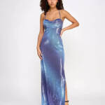 Violet Weekend Strappy Ombré Sequin Gown Juniors' 3/4 Blue/Silver Lace Zip Back