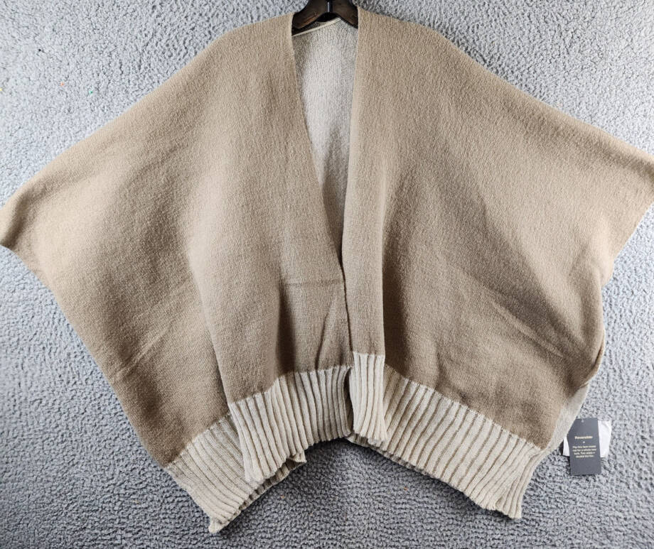 On 34th Tight Knit Reversible Wrap Sweater Women's O/S Taupe/Ivory Open Front