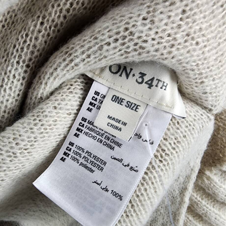 On 34th Tight Knit Reversible Wrap Sweater Women's O/S Taupe/Ivory Open Front