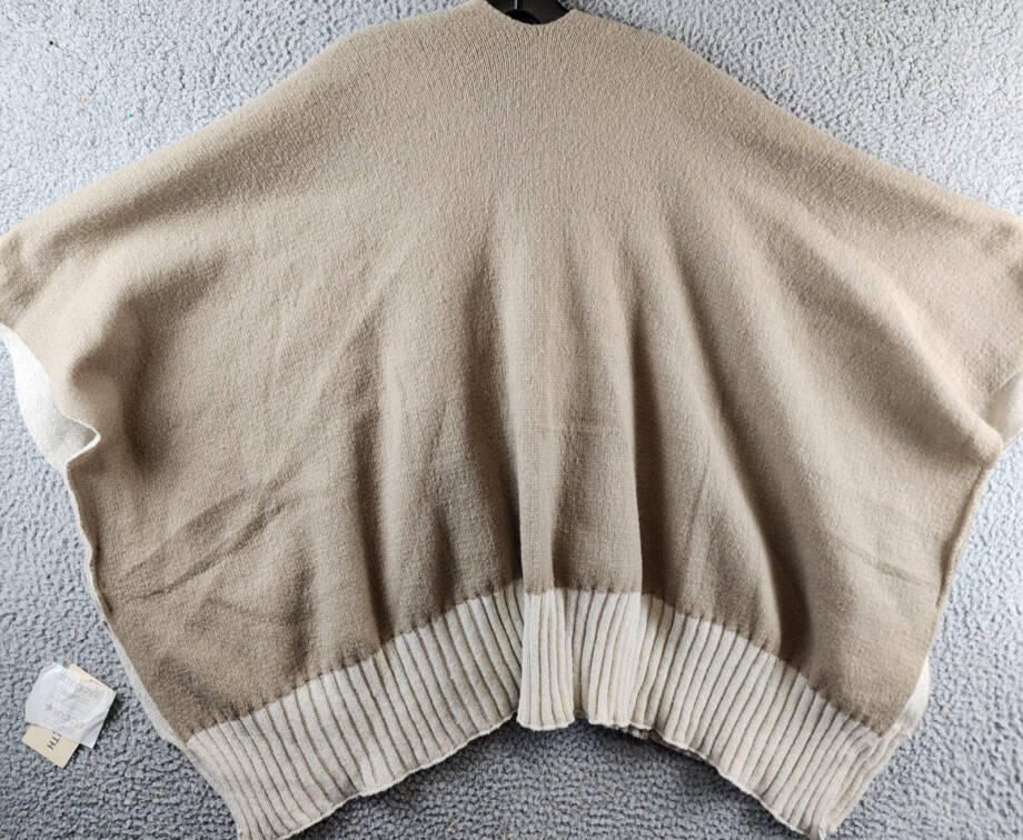 On 34th Tight Knit Reversible Wrap Sweater Women's O/S Taupe/Ivory Open Front