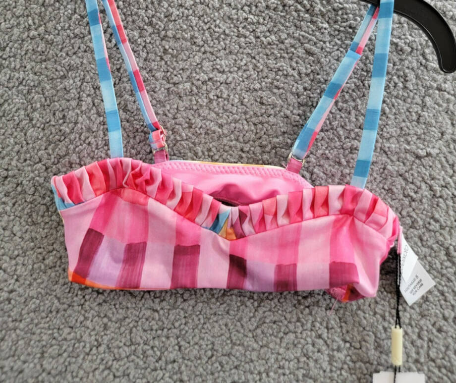 Peixoto Emmy Two Piece Swim Suit Girls' 8 Multi Check Adjustable Straps Pullover