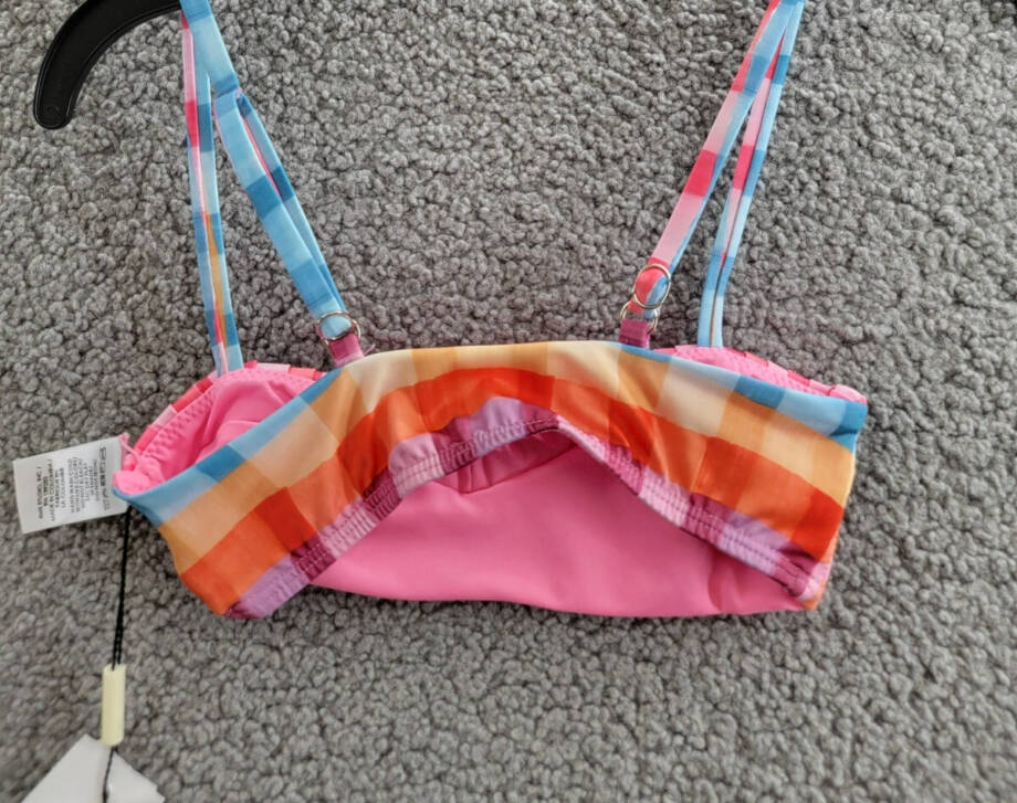 Peixoto Emmy Two Piece Swim Suit Girls' 8 Multi Check Adjustable Straps Pullover