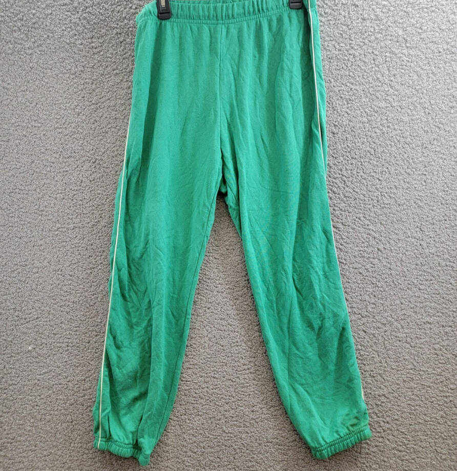 Aqua Reynolds Piped Sweatpants Women's L Green/White Elasticized Hems Pull On