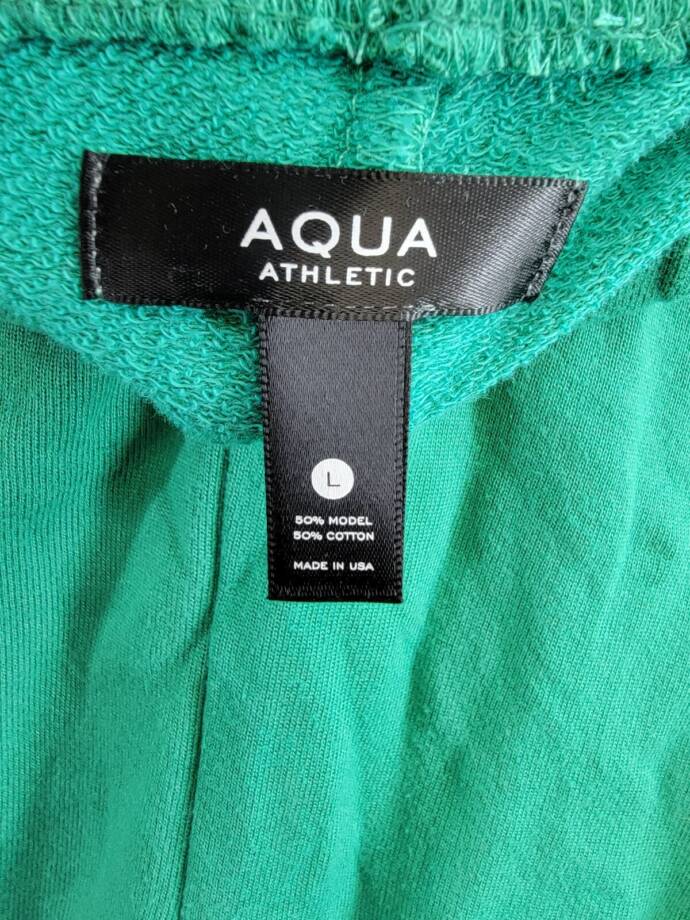 Aqua Reynolds Piped Sweatpants Women's L Green/White Elasticized Hems Pull On