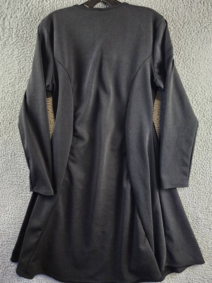 24seven Comfort Apparel Plus Long Sleeve Flared Dress Women's 1X Black Pullover