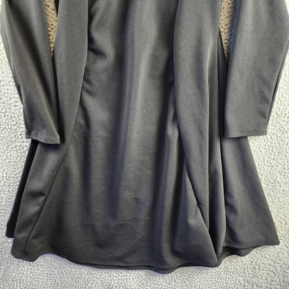 24seven Comfort Apparel Plus Long Sleeve Flared Dress Women's 1X Black Pullover