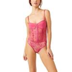 Free People Lace Night Rhythm Bodysuit Women's XS Raspberry Sorbet Hook-And-Eye