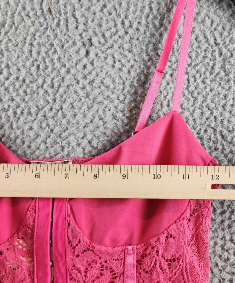 Free People Lace Night Rhythm Bodysuit Women's XS Raspberry Sorbet Hook-And-Eye