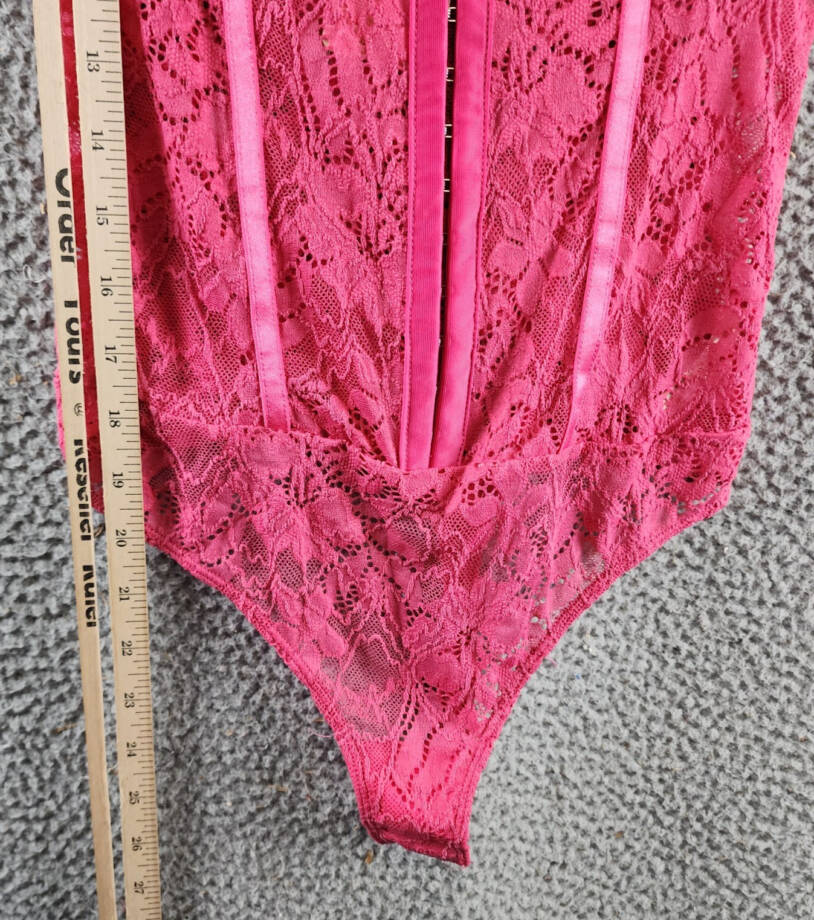 Free People Lace Night Rhythm Bodysuit Women's XS Raspberry Sorbet Hook-And-Eye